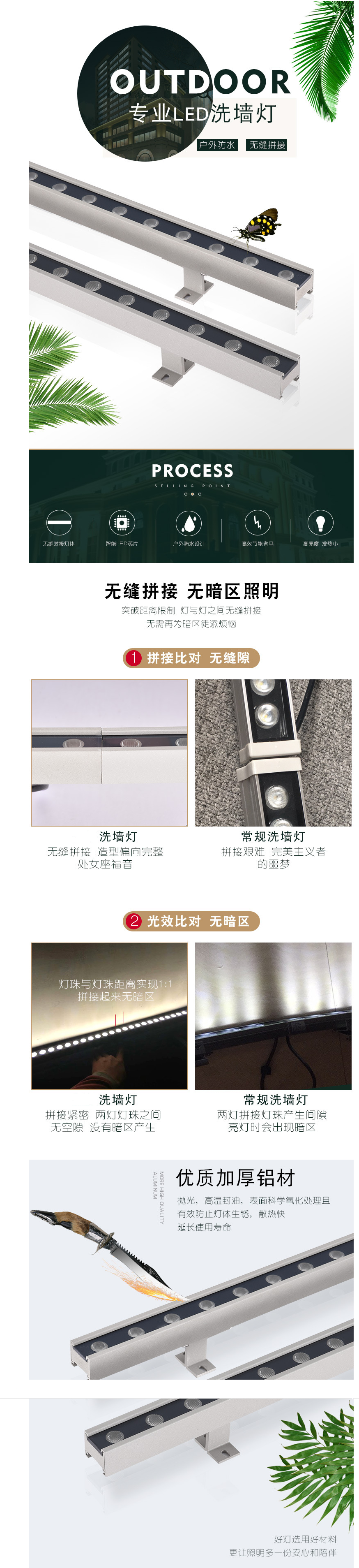 無縫對接，結(jié)構(gòu)防水洗墻燈